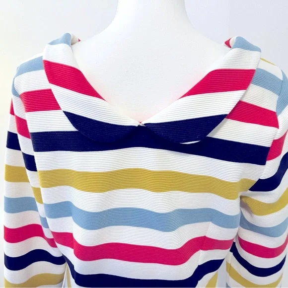 Boden Sarah Ponte Knit Ottoman Top with Multicolor Stripes. Size US 10 - Picture 8 of 12